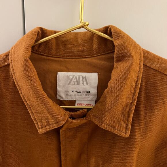 Zara Toddler Little Boy Cotton Canvas Bomber Jacket Brown Camel Size 4 Years - Picture 5 of 7